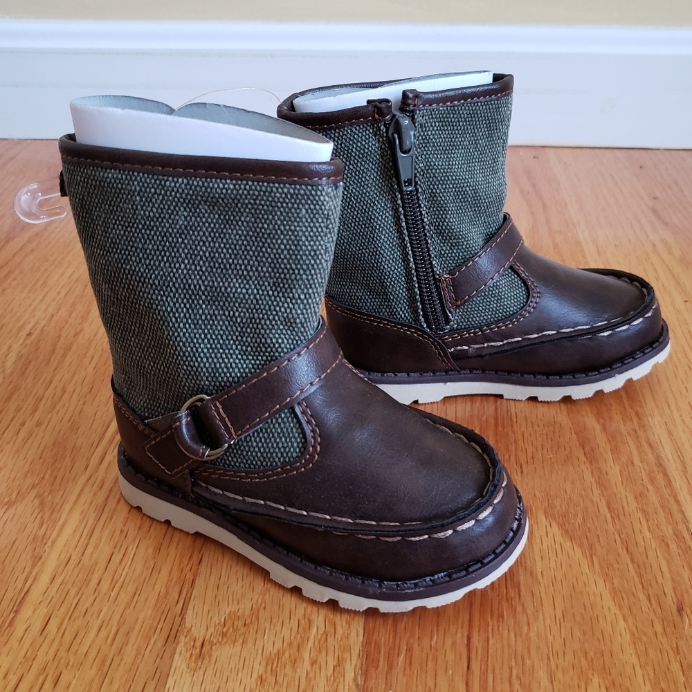 NWT Carters Gavin Ankle Boot Brown Green Toddler 6